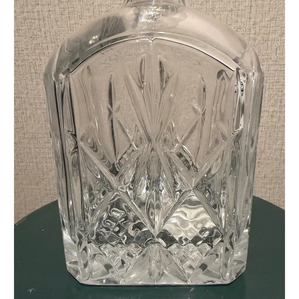 Towle 24% Lead Crystal Decanter Square Whiskey Bottle Made in Poland Stopper